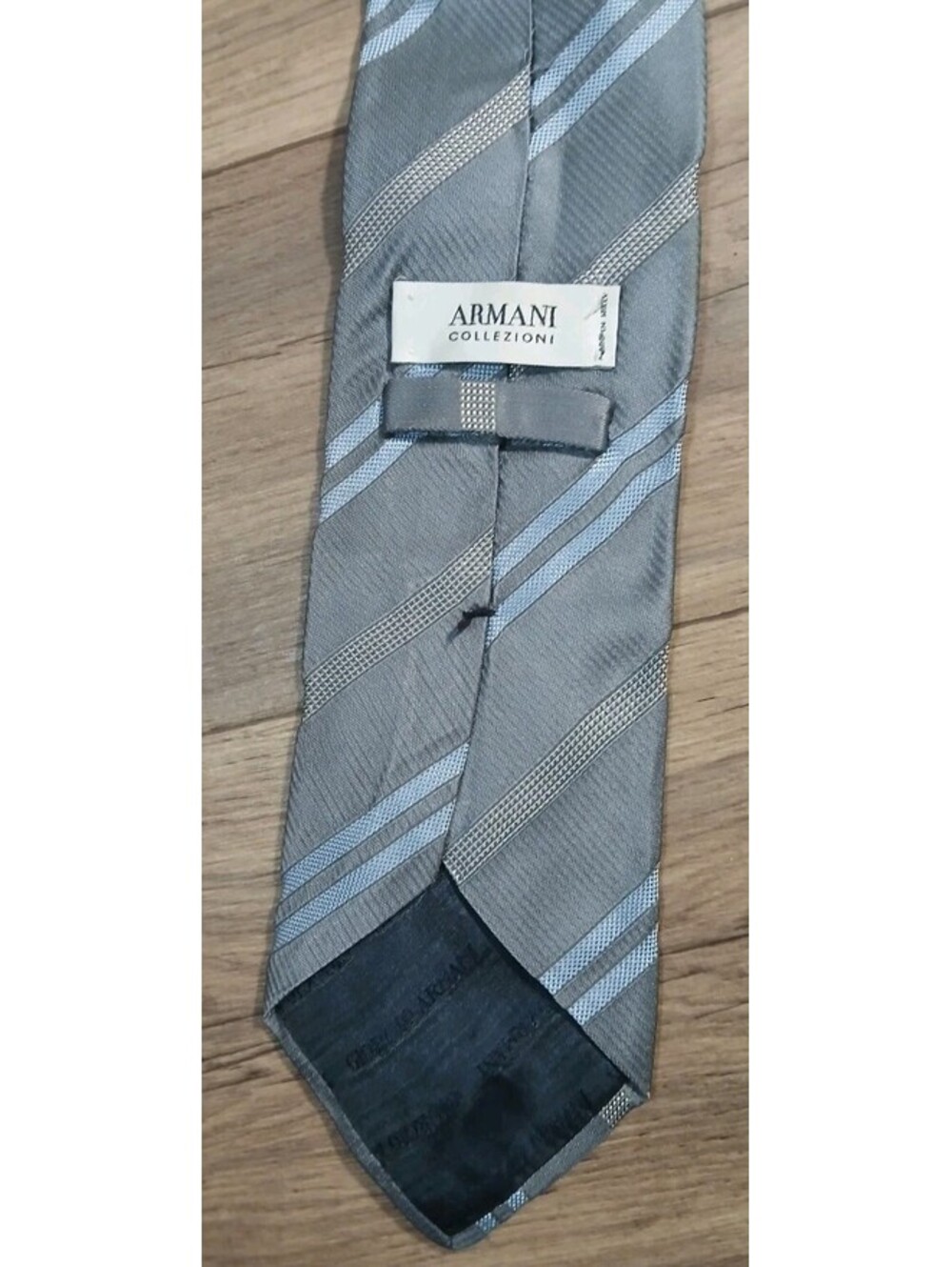 Armani Collezioni Tie Men's Blue Striped 100% Silk Necktie Handmade In Italy